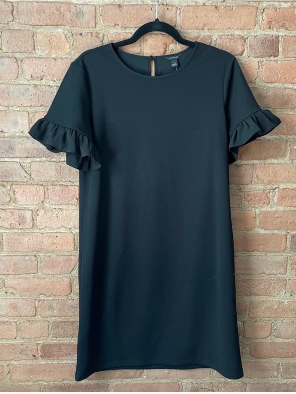 Ann Taylor Black Mini Dress with Ruffle Sleeves